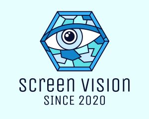 Blue Stained Glass Eye logo design