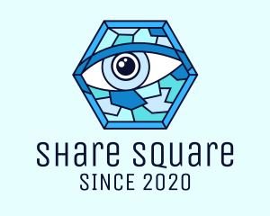 Blue Stained Glass Eye logo design