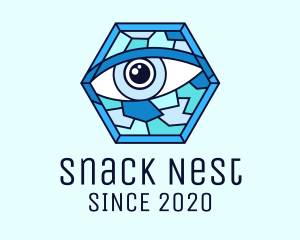 Blue Stained Glass Eye logo design