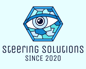 Blue Stained Glass Eye logo design