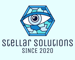 Blue Stained Glass Eye logo design