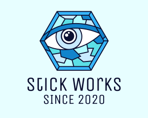 Blue Stained Glass Eye logo design