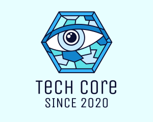 Blue Stained Glass Eye logo design