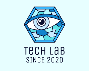 Blue Stained Glass Eye logo design