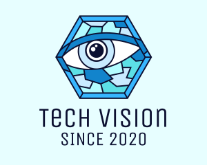 Blue Stained Glass Eye logo design