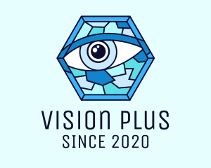 Blue Stained Glass Eye logo design