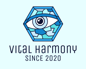 Blue Stained Glass Eye logo design