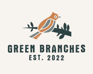 Waxwing Bird Branch logo design