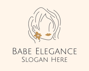 Flower Earring Woman logo design