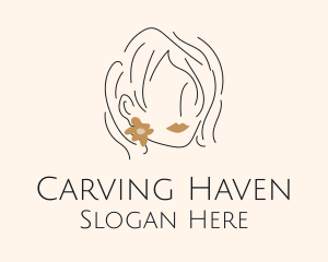 Flower Earring Woman logo design