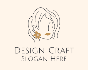 Flower Earring Woman logo design