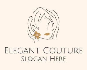 Flower Earring Woman logo design
