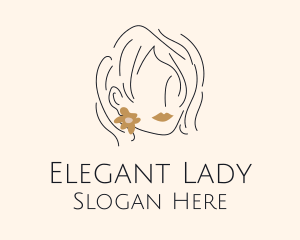 Flower Earring Woman logo design