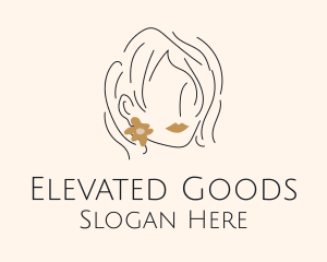 Flower Earring Woman logo design