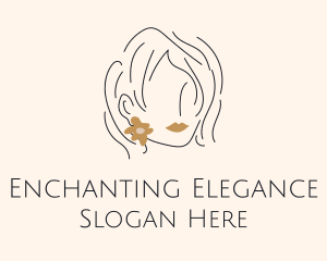 Flower Earring Woman logo design