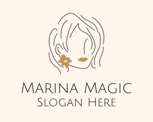 Flower Earring Woman logo design