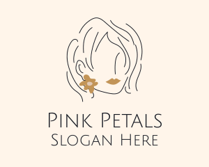 Flower Earring Woman logo design