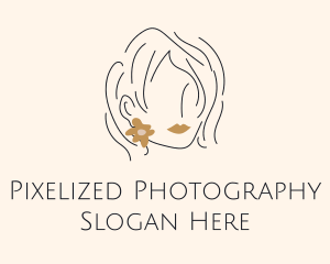 Flower Earring Woman logo design