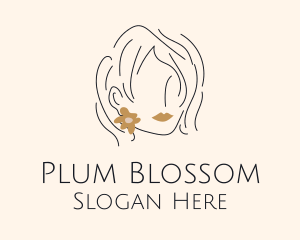 Flower Earring Woman logo design