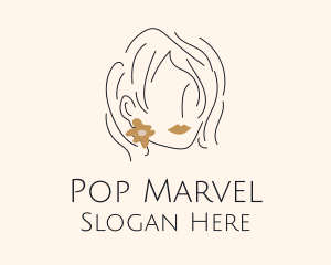 Flower Earring Woman logo design