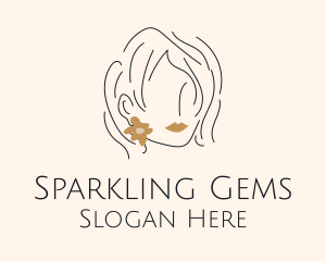 Flower Earring Woman logo design