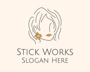 Flower Earring Woman logo design