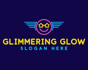 Neon Smile Wings logo design