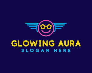 Neon Smile Wings logo design