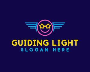 Neon Smile Wings logo design