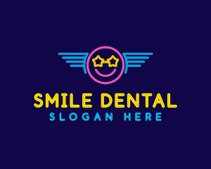 Neon Smile Wings logo design