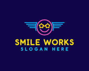 Neon Smile Wings logo design