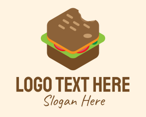 Flatbread - Isometric Food Sandwich logo design