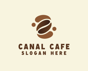 Brown Coffee Bean Cafe logo design