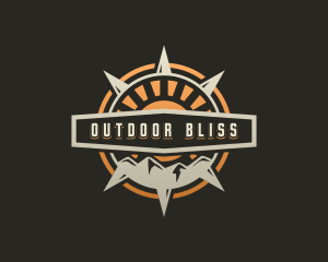 Compass Mountain Sunset logo design