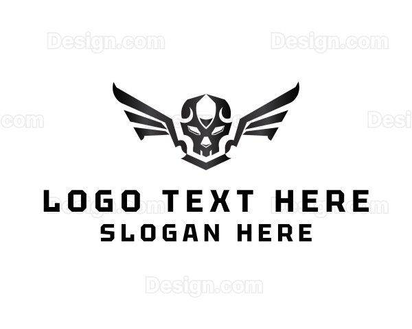 Modern Skull Wings Logo