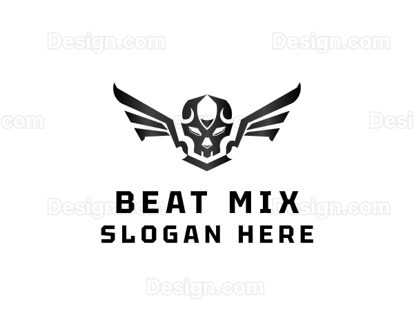 Modern Skull Wings Logo