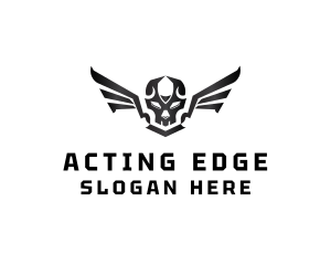 Modern Skull Wings logo design