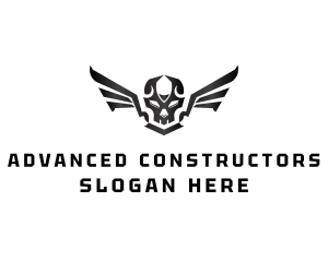 Modern Skull Wings logo design