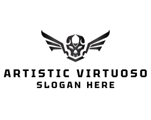 Modern Skull Wings logo design