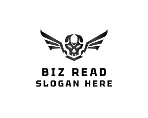 Modern Skull Wings logo design