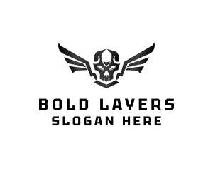 Modern Skull Wings logo design