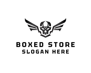 Modern Skull Wings logo design