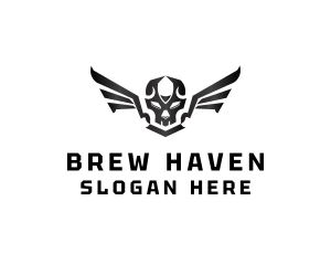 Modern Skull Wings logo design