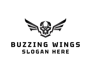 Modern Skull Wings logo design