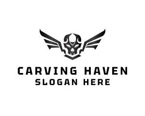 Modern Skull Wings logo design