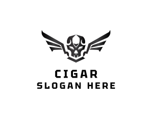 Modern Skull Wings logo design