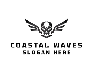 Modern Skull Wings logo design