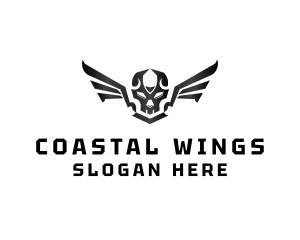 Modern Skull Wings logo design