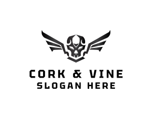 Modern Skull Wings logo design