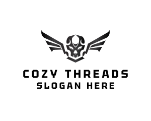 Modern Skull Wings logo design